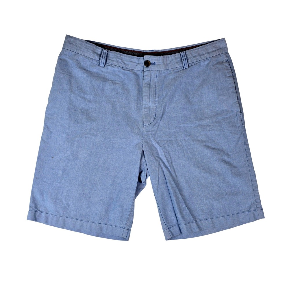 IZOD Flat Front Chino Shorts Men 36 Light Blue 100% Cotton Casual Summer Classic